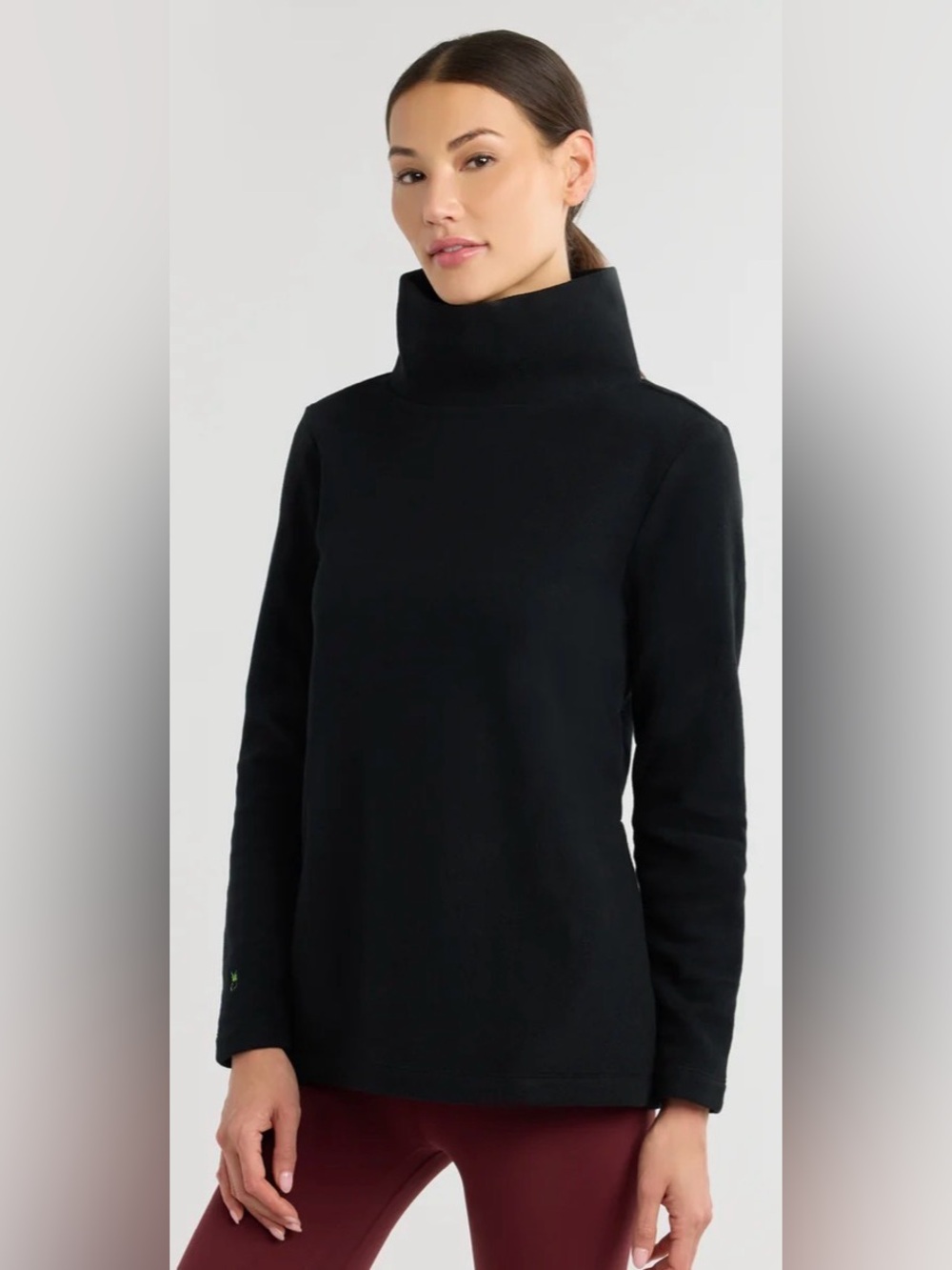 Dudley Stephens Black Cobble Hill Fleece Tunic Turtleneck Sweater Size L